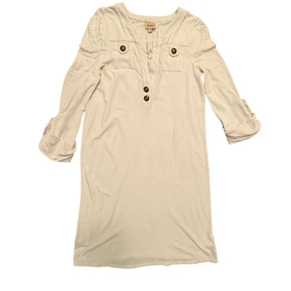Ella Moss Cream Long Sleeve Jersey Knee length Dress Size Small - Picture 1 of 9
